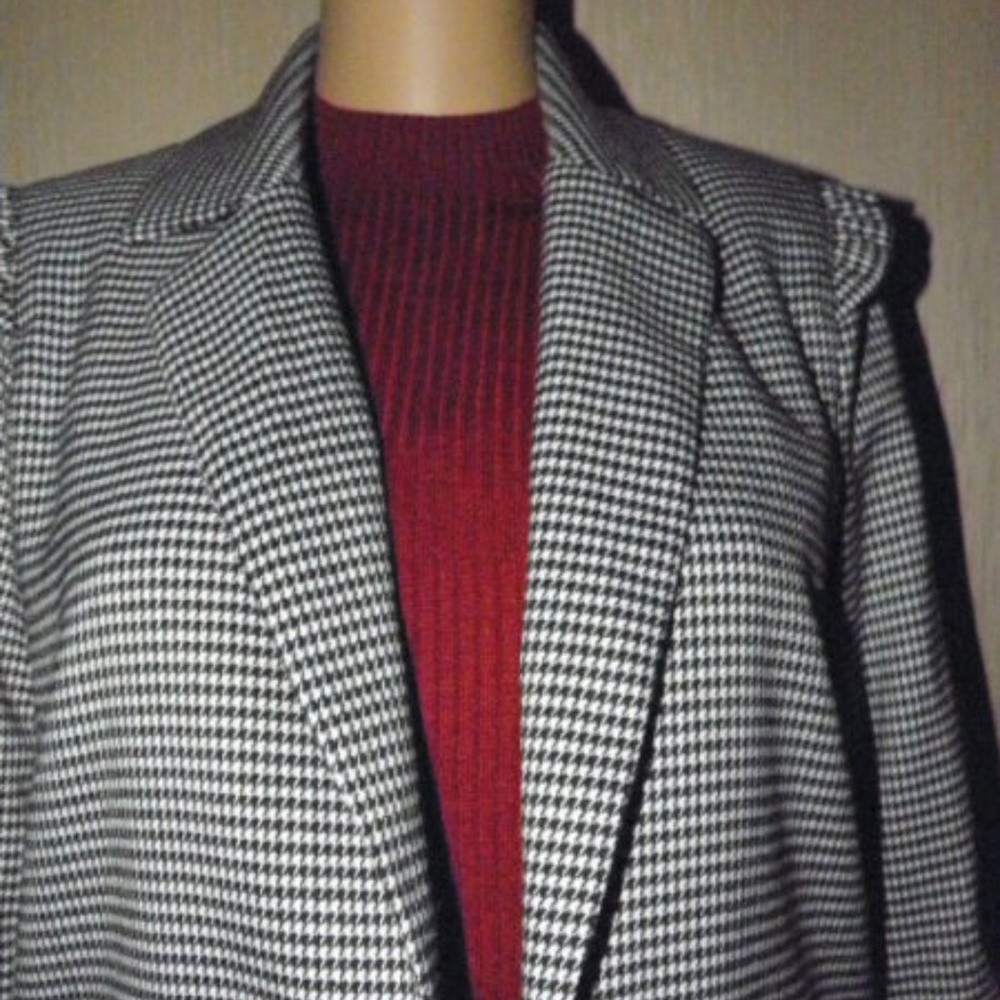 Straight Silhouette Hounds-tooth Jacket - Picture 1 of 6